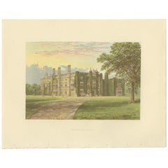 Antique Print of Drakelowe Hall by Morris, circa 1880