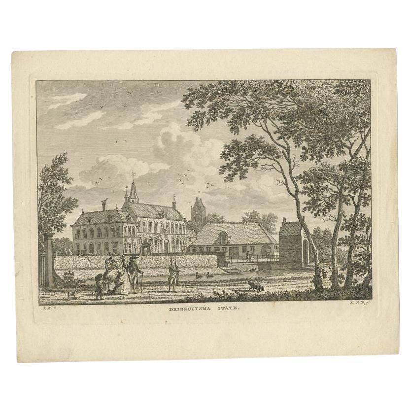 Stampa antica dello Stato di Drinkuitsma in Frisia,  (1790) in vendita