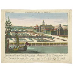 Antique Print of Drottningholm Palace, the Royal Palace in Sweden, circa 1770