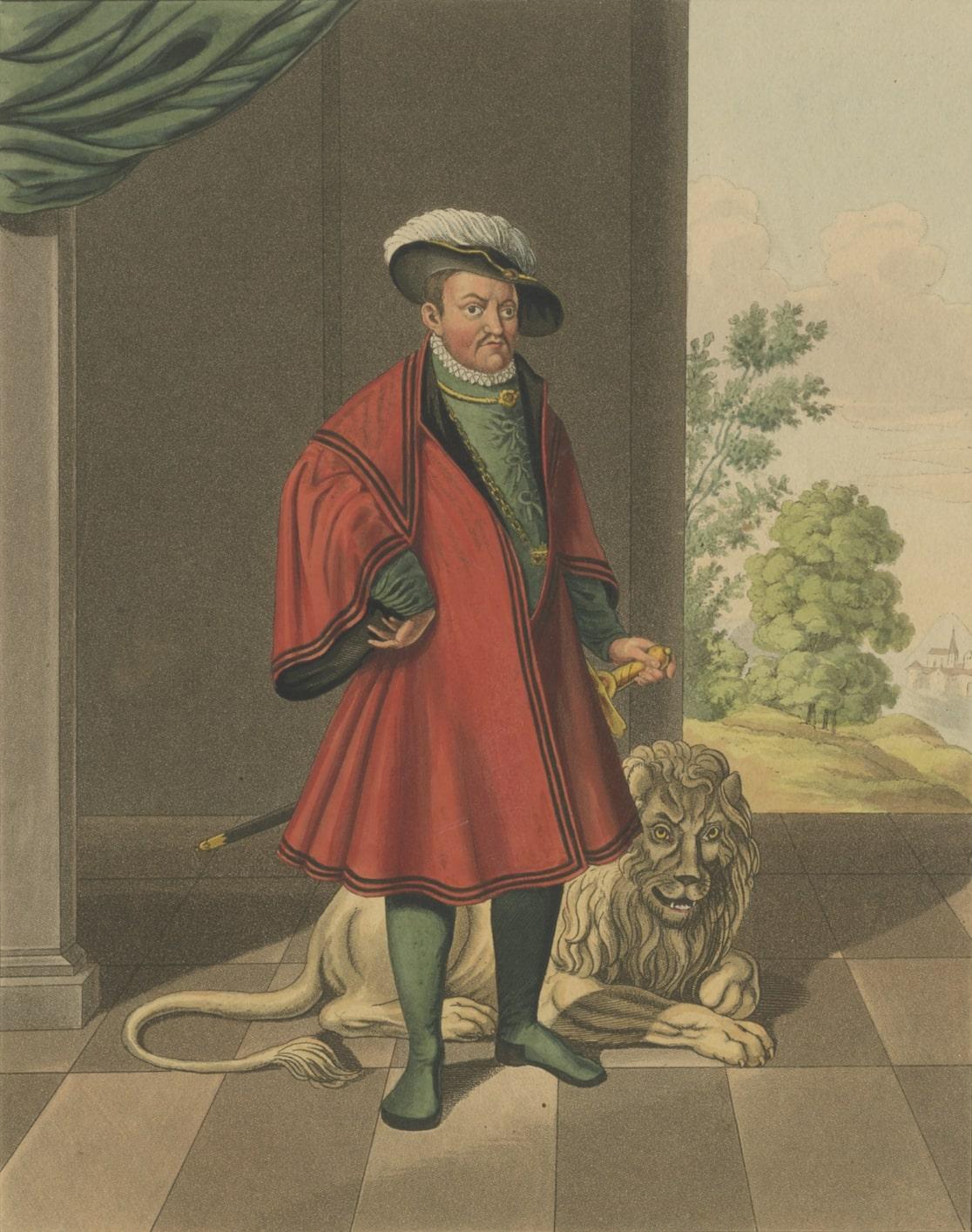 Antique Print of Duke Ulrich Von Württemberg, the 