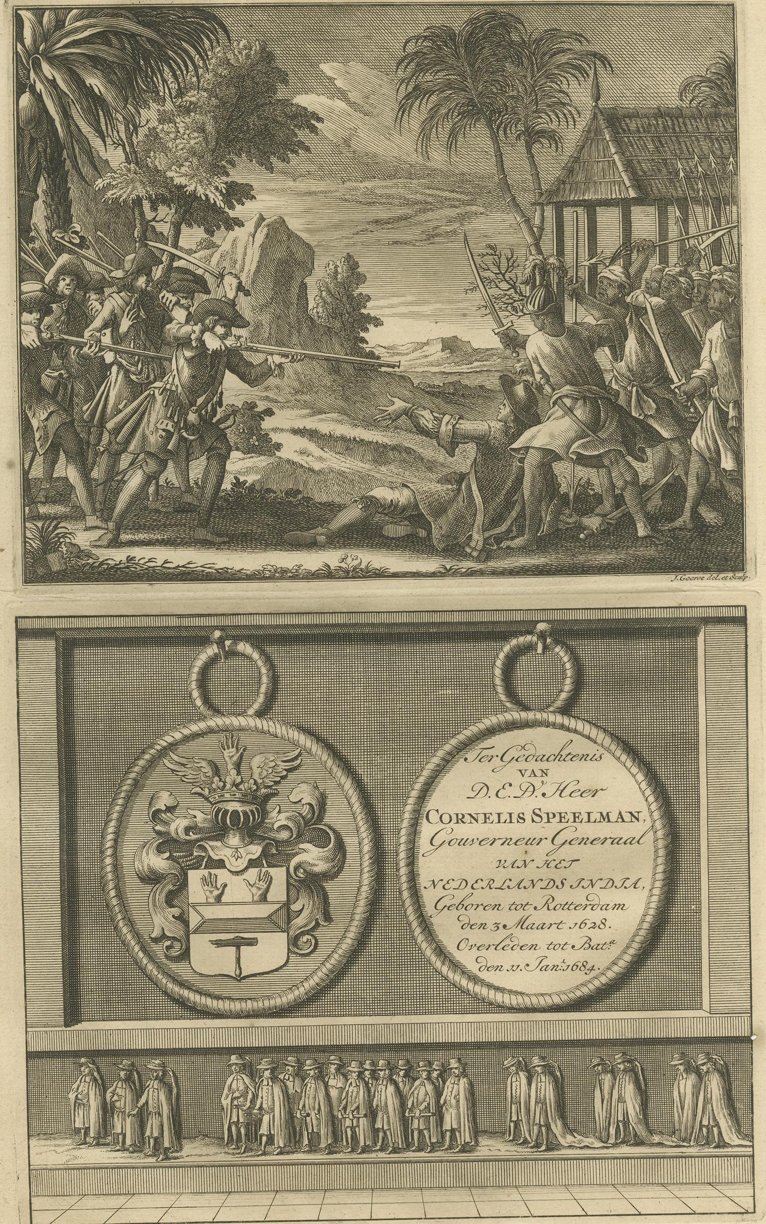 Antiker antiker Druck der niederländischen Kolonisten von Valentijn '1726' im Zustand „Gut“ im Angebot in Langweer, NL