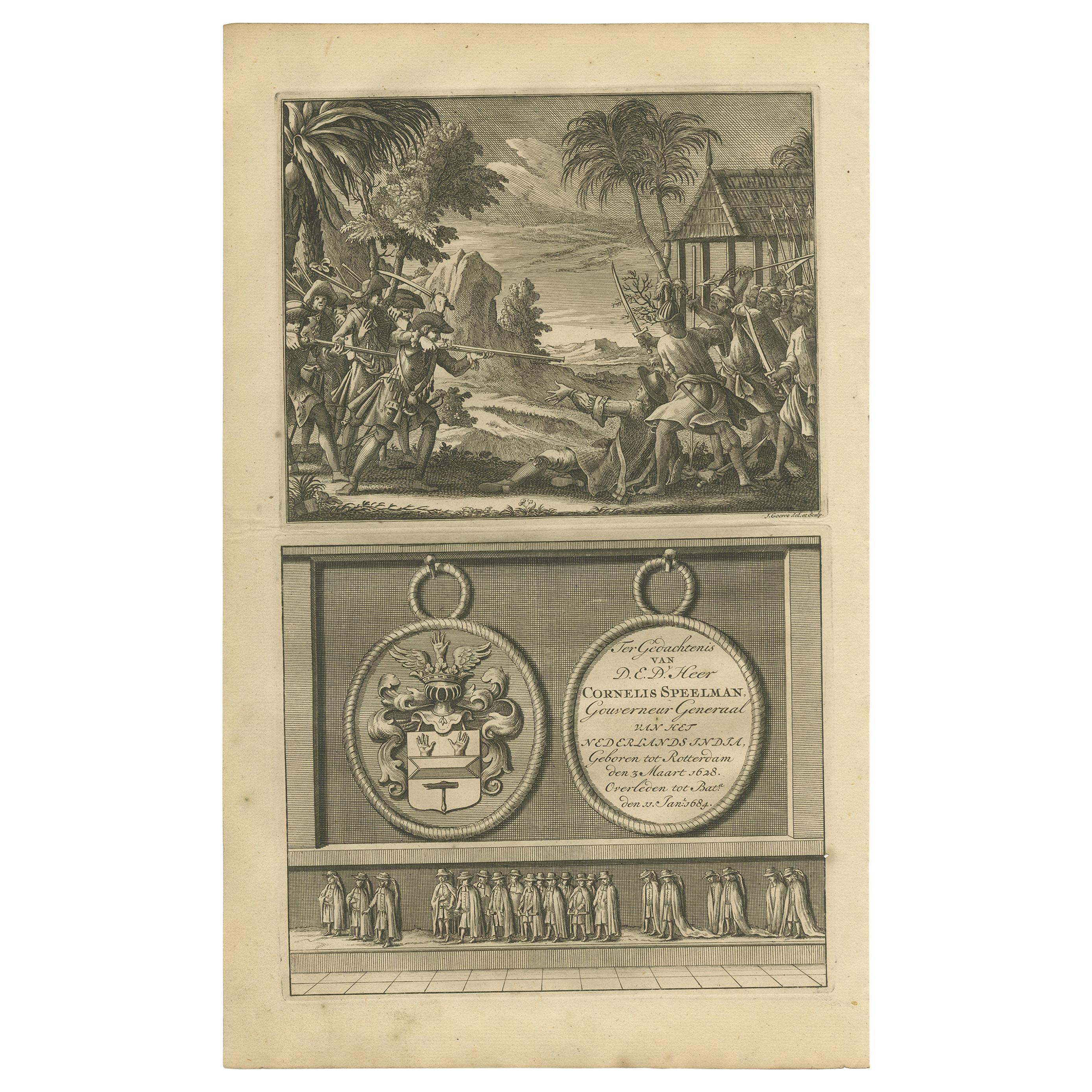 Antique Print of Dutch Colonists by Valentijn '1726' For Sale