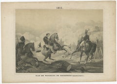 Antique Print of Dutch Prince Willem of Orange at the Battle of Waterloo, c.1855