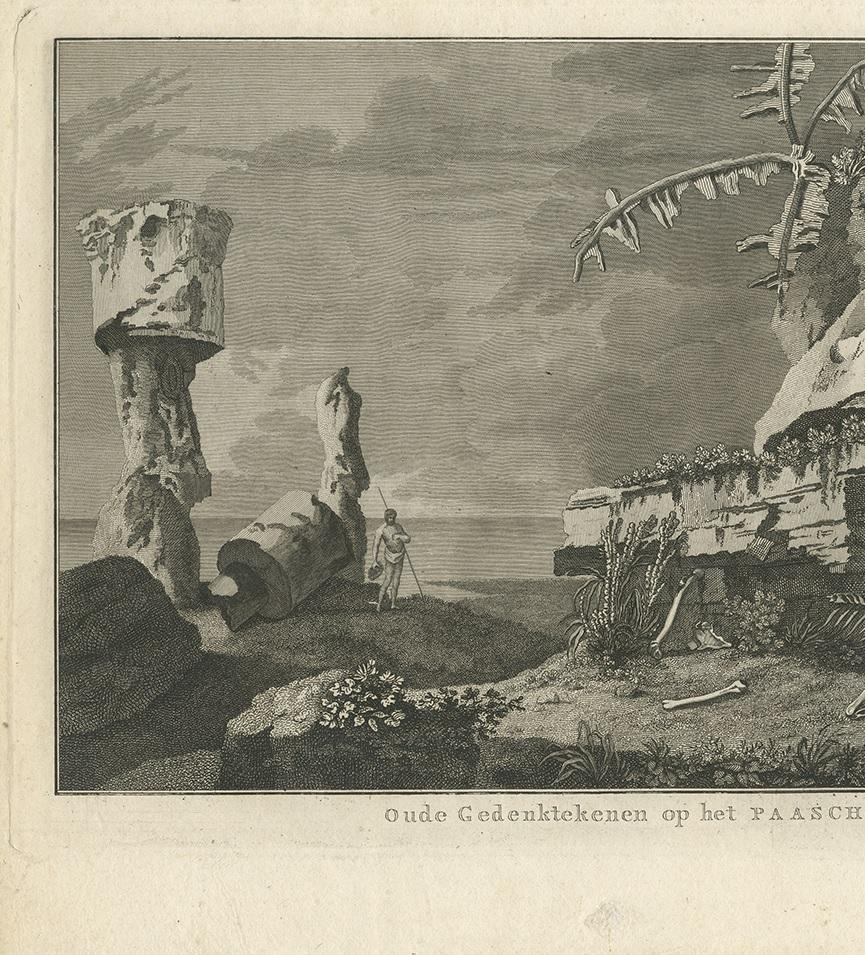 Dutch Antique Print of Easter Island by Cook, 1803 For Sale