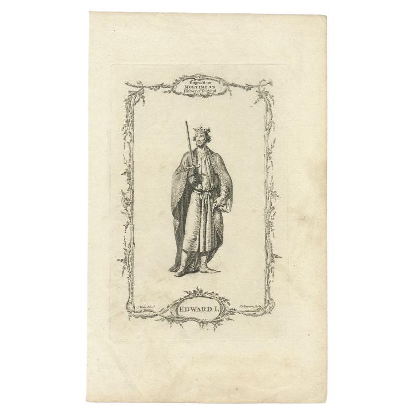 Antique Print of Edward i by Grignion, circa 1784 For Sale