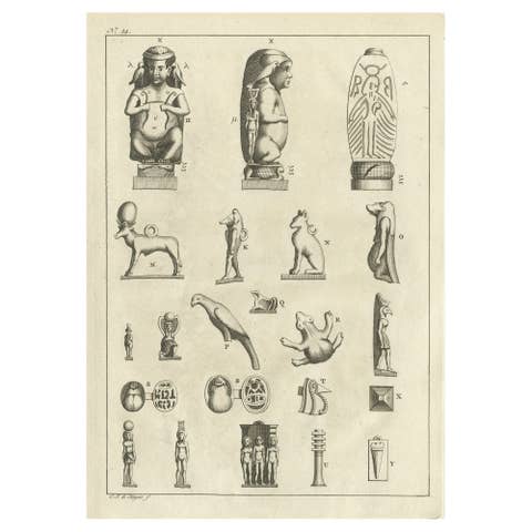 Antique Print of Egyptian Objects, 1773