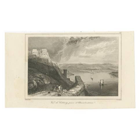Antique Print of Ehrenbreitstein Fortress, Rhineland-Palatinates, Near Koblenz