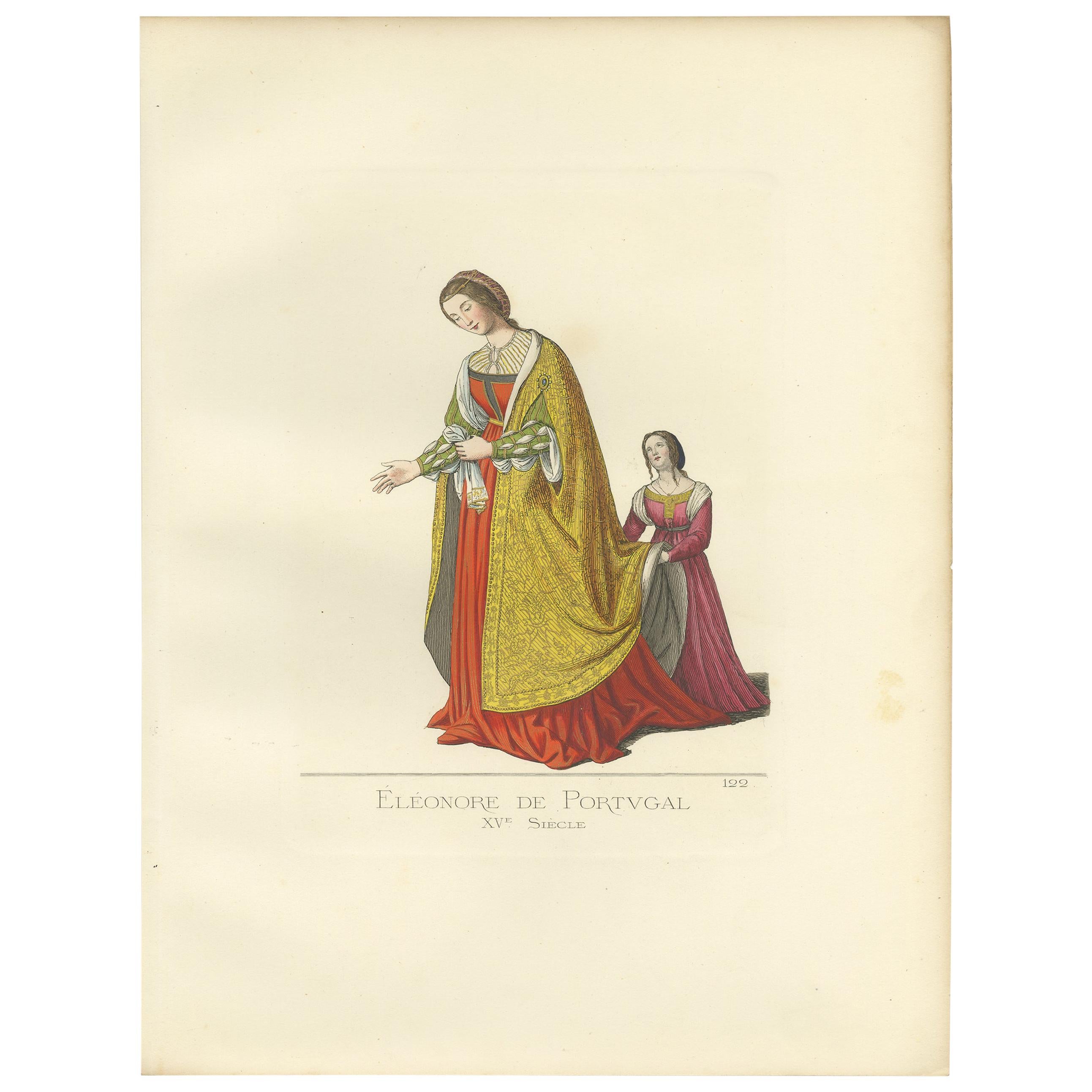 Antique Print of Eleanor of Portugal, 15th Century, by Bonnard, 1860