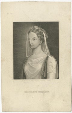 Antique Print of Elisabeth Kulmann, A Russian Poet Who Spoke 11 Languages, c1850