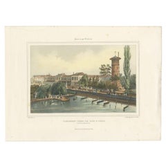 Estampe ancienne d'Enghien-les-bains, une Commune de la banlieue nord de Paris