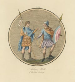 Antique Print of English Military Costumes of the 10th Century by Strutt, 1862