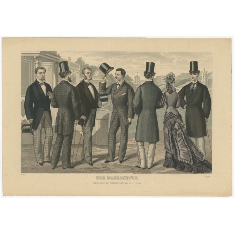 Antique Print of Fashion in April 1877 by Klemm & Weiss, circa 1900 For Sale