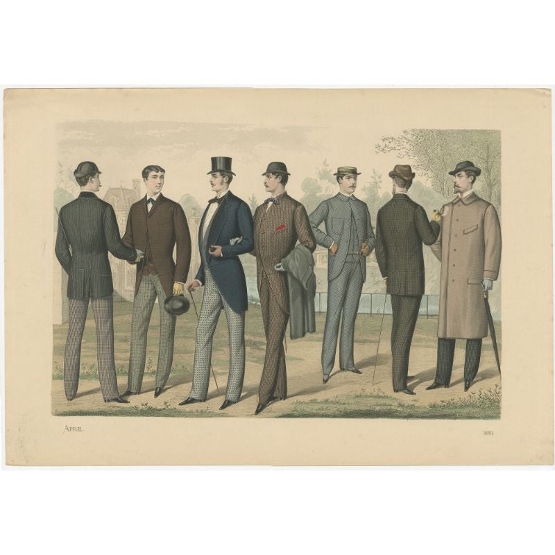Antique Print of Fashion in April 1883 by Klemm & Weiss, circa 1900