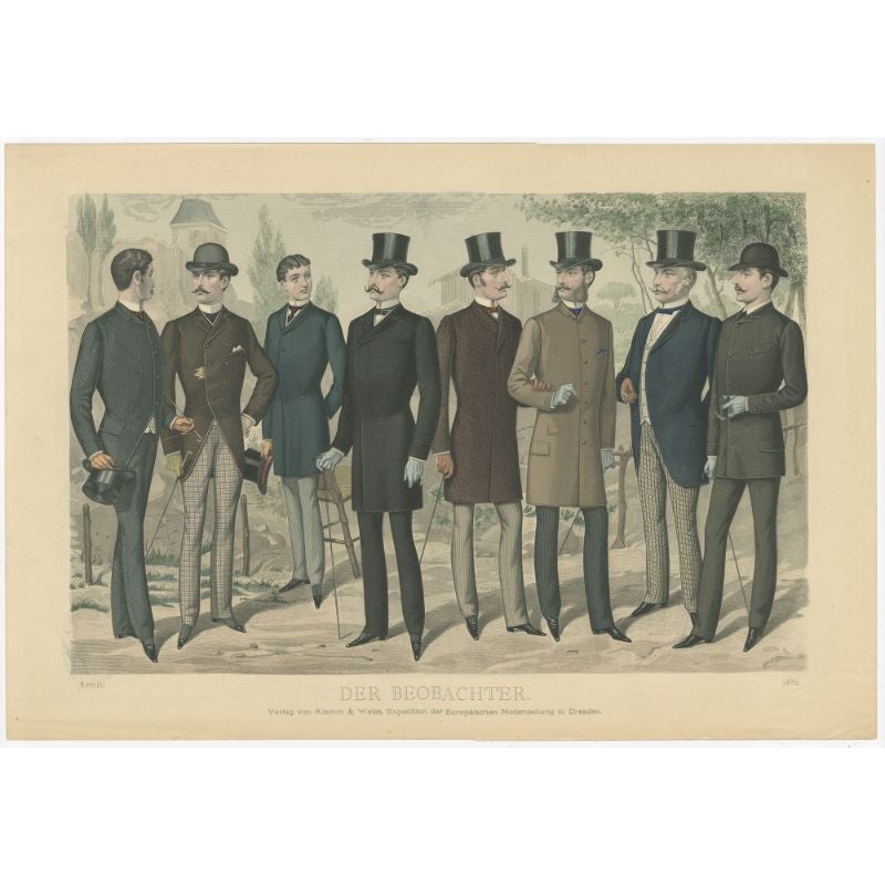 Antique Print of Fashion in April 1886 by Klemm & Weiss, circa 1900 For Sale