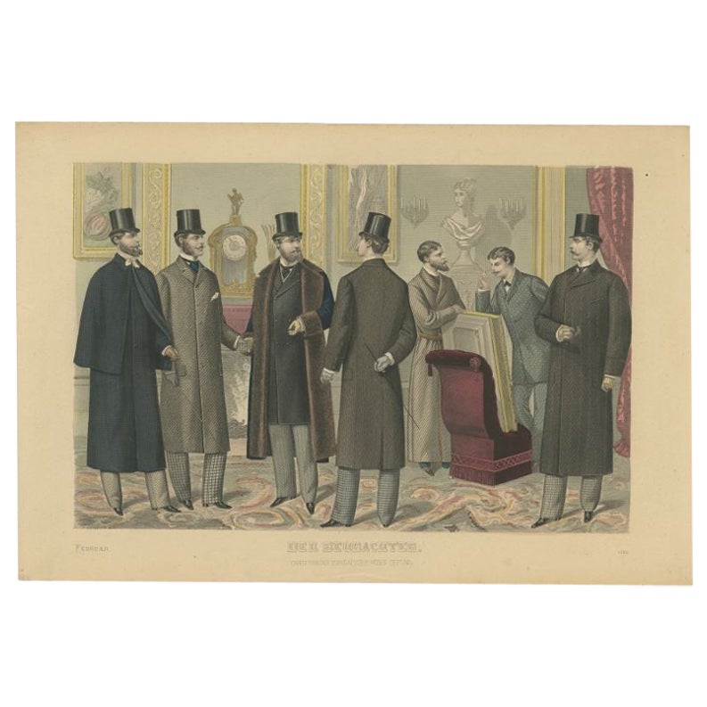 Antiker Druck von Mode im Februar 1881 von Klemm & Weiss, um 1900