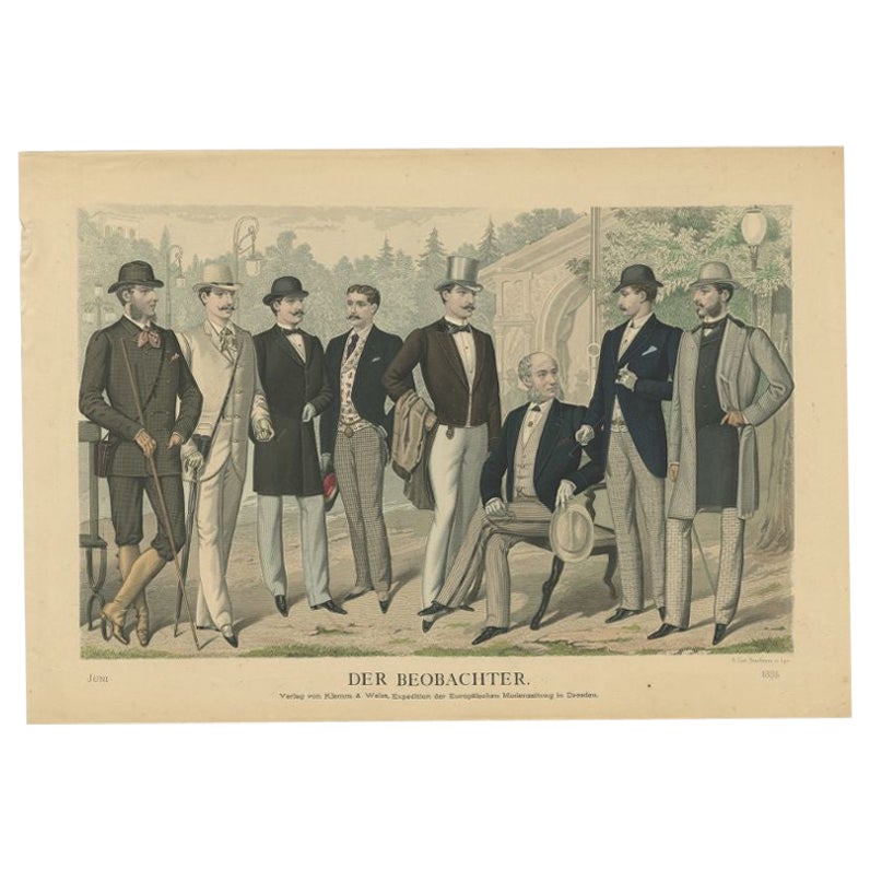 Antiker Druck von Mode im Juni 1885 von Klemm & Weiss, um 1900