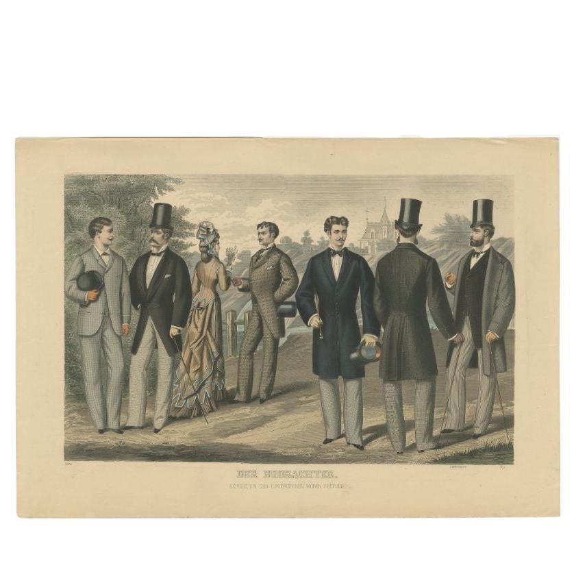 Antique Print of Fashion in May 1877 by Klemm & Weiss, circa 1900 For Sale