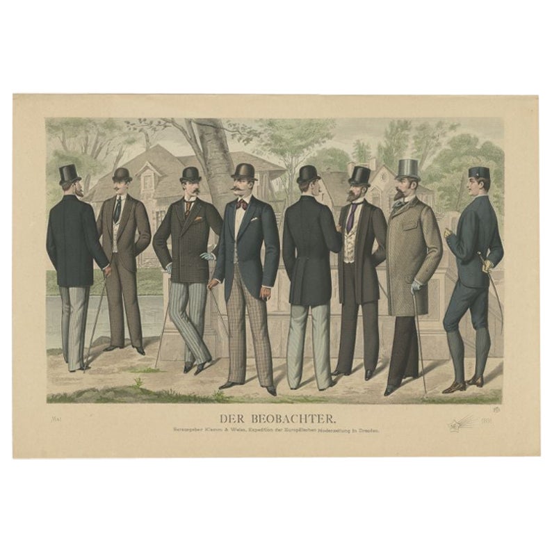 Antiker Modedruck aus dem Mai 1891 von Klemm & Weiss, um 1900