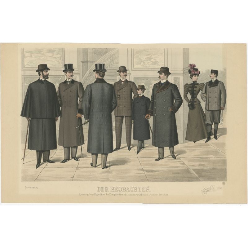Antique Print of Fashion in November 1897 by Klemm & Weiss, c.1900 For Sale