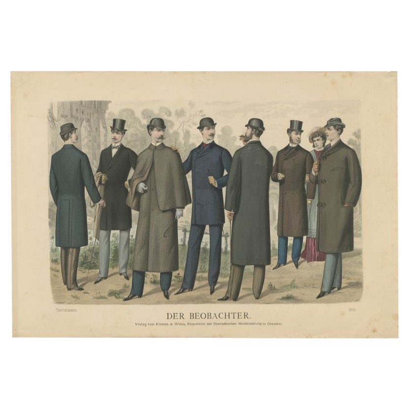 Antiker Modedruck aus dem September 1882 von Klemm & Weiss, um 1900