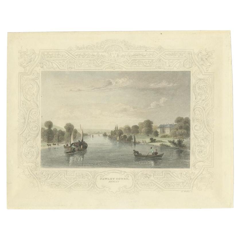 Antique Print of Fawley Court and the River Thames by Tombleson, 1834 For Sale