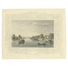 Antique Print of Fawley Court and the River Thames by Tombleson, 1834