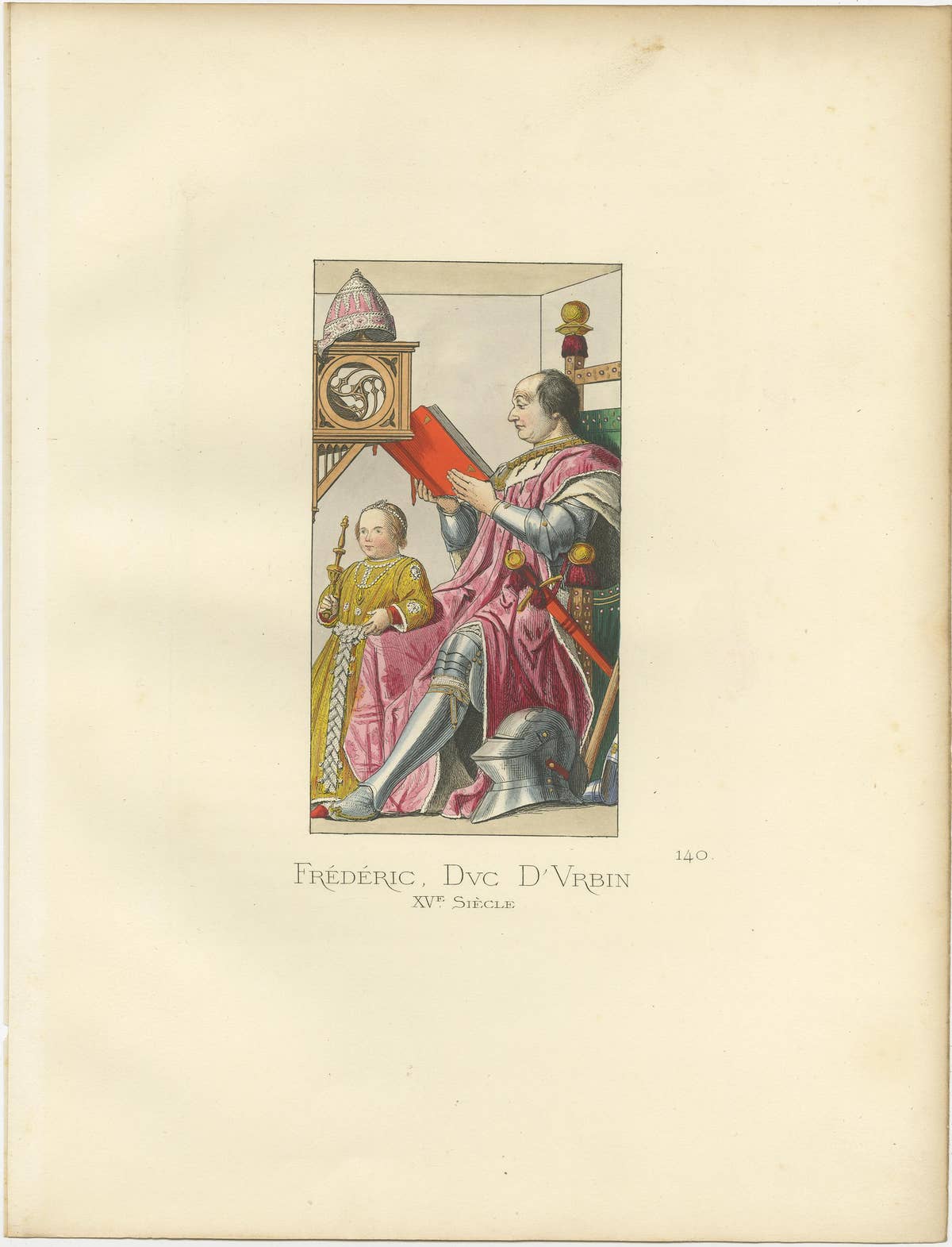 Antique Print of Federico da Montefeltro of Italy, 1860