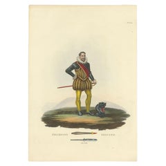 Antique Print of Federigo Oricono, Tournament Baton and Voulge-Blade, 1842
