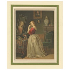 Antique Print of Feminine Rituals: The Toilette in Victorian Art, circa 1880
