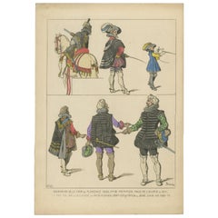 Stampa antica di figure della corte di Firenze di Jacquemin 'c.1870'
