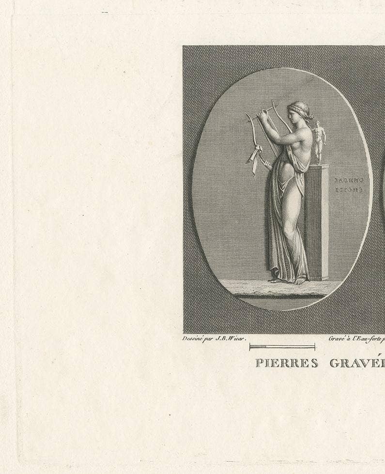 Antique Print of Figures Playing the Lira, circa 1810