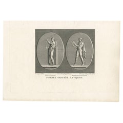 Antique Print of Figures Playing the Lira, circa 1810