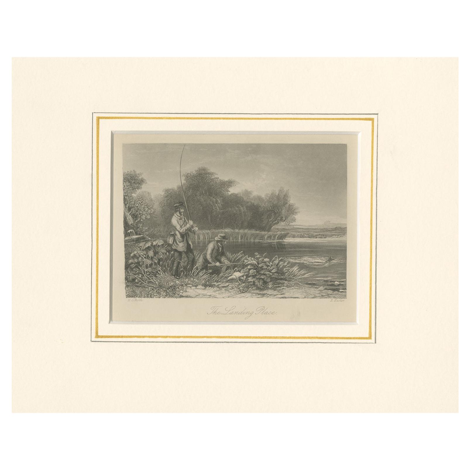 Antique Print of Fishermen by Rogerson