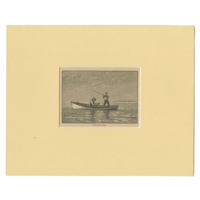 Antique Print of Fishermen, circa 1900 For Sale