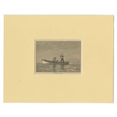 Antique Print of Fishermen, circa 1900
