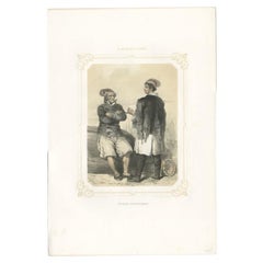 Antique Print of Fishermen from Dieppe by Charpentier, 1852