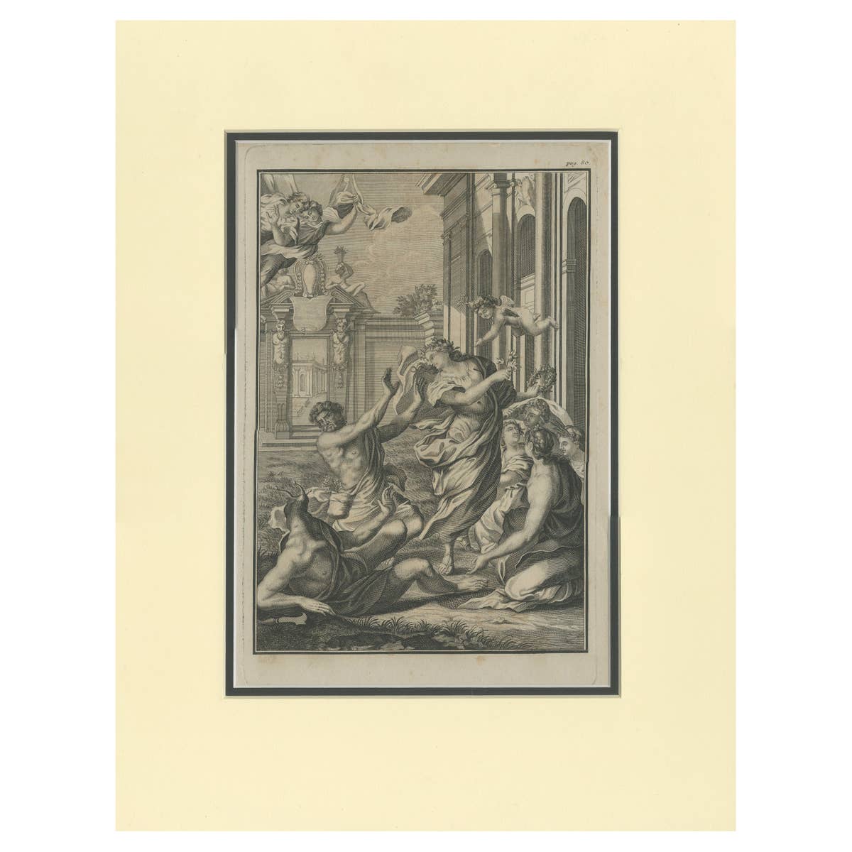 Antique Print of Flora Turning Limace Into a Slug by Volckamer 'c.1710'