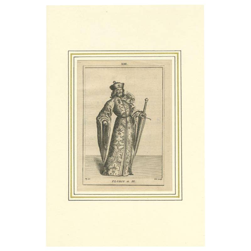 Antique Print of Floris III, Count of Holland, circa 1745
