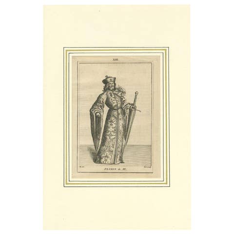 Antique Print of Floris III, Count of Holland, circa 1745