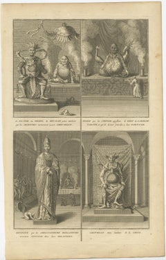 Antique Print of Fo-Tek, King-Gan and other Chinese Deities