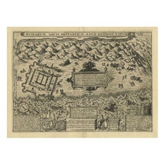 Grabado antiguo del Fuerte Brittenburg de Guiccardini, 1612