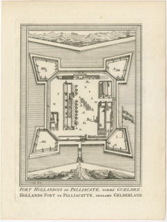Antique Print of Fort Geldria or Fort Geldaria, located in Pulicat, Tamil Nadu