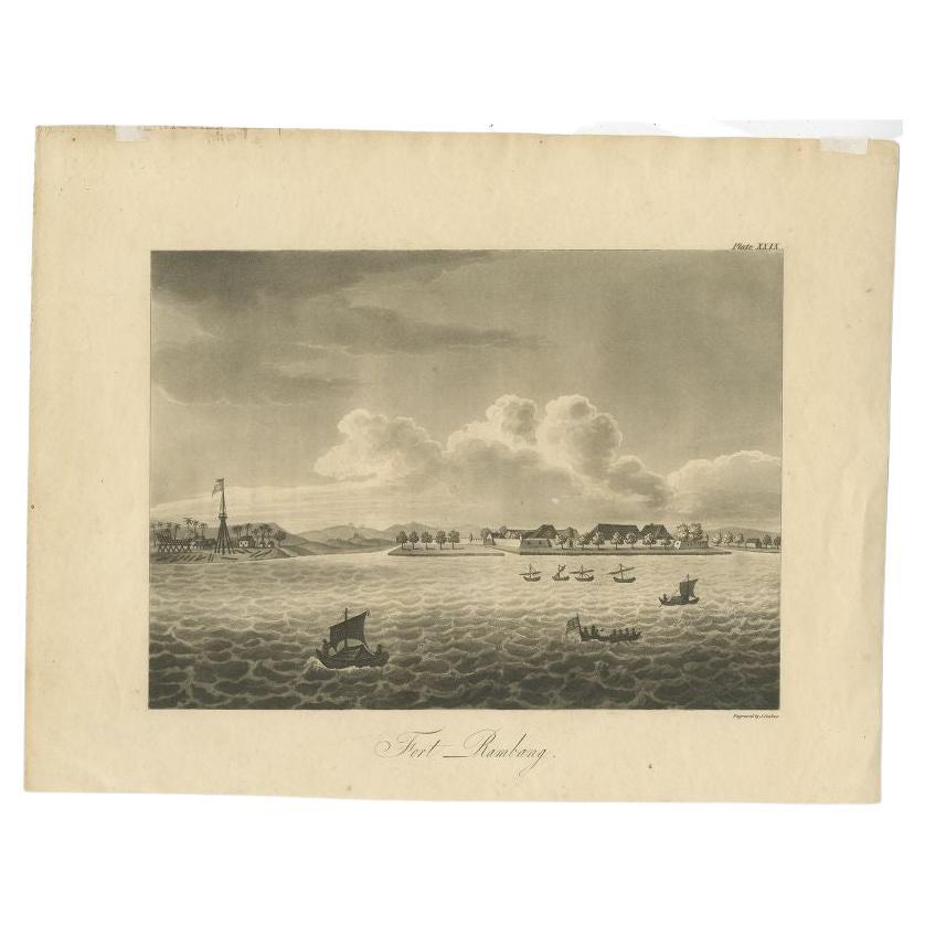 Antique Print of Fort Rambang, Java, Indonesia, 1815 For Sale
