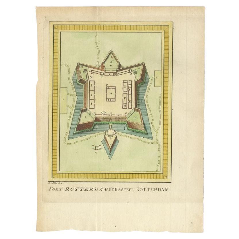Stampa antica del Forte Rotterdam a Makassar (Ujung Pdang), Sulawesi, Indonesia