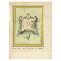 Antique Print of Fort Rotterdam in Makassar 'Ujung Pdang', Sulawesi, Indonesia