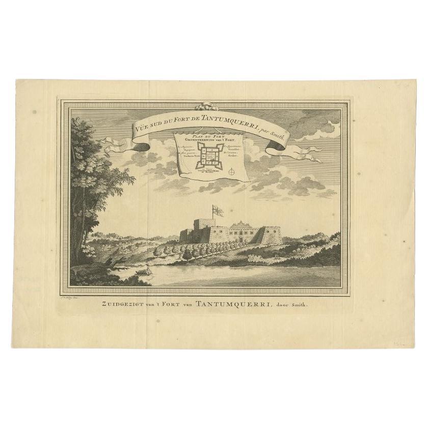 Antique Print of Fort Tantumquery, Ghana, 1748