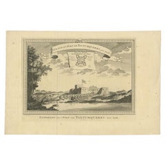 Antique Print of Fort Tantumquery, Ghana, 1748