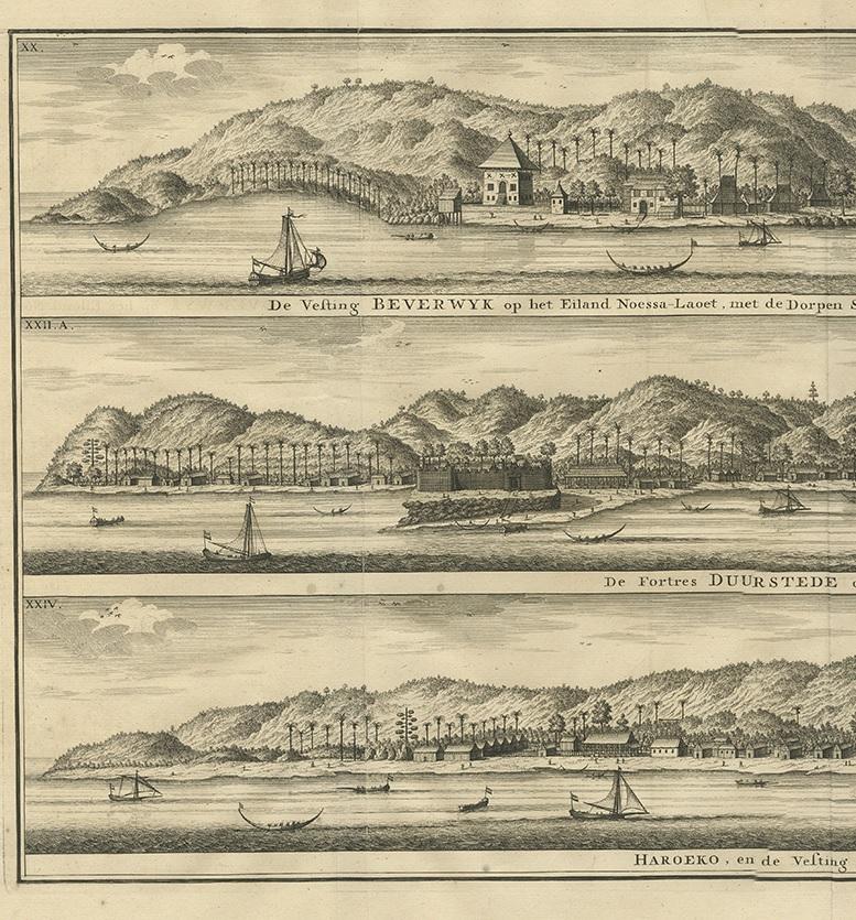 Dutch Antique Print of Fortifications in Indonesia by Valentijn '1726' For Sale