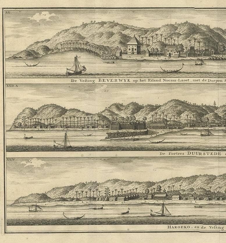 Antique Print of Fortifications in Indonesia by Valentijn '1726'