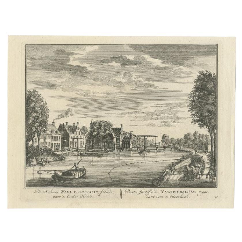 Antique Print of Fortress Nieuwersluis in the Netherlands, 1719 For Sale
